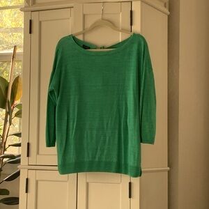 TALBOTS green linen 3/4 sleeve sweater Size M